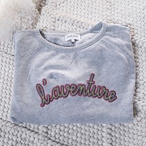 Gray, beaded French Sweatshirt “l’aventure”